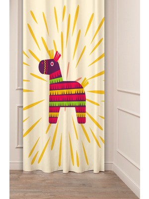 Greendecor At Hayvan Renkli Oyuncak Desenli Dijital Baskılı (Tek Kanat) Modern Çocuk Odası Fon Perde