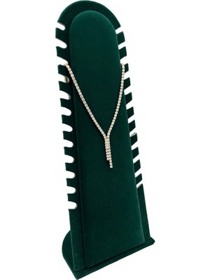 Megass Dekor Riyad Model Süet Kumaş Yeşil Renk 31/11 cm Ayaklı Kolye-Halhal Sergileme Standı
