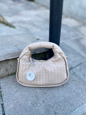 Kadın Mini Clutch Örgülü El ve Omuz Çantası