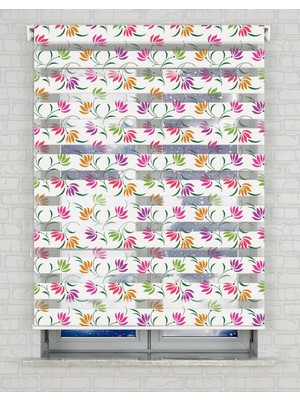 BRIGHTCOVER Çiçekler Vektör Baskılı Zebra Perde - Gece Gündüz Kullanıma Uygundur - Mutfak Perdesi | Kokusuz Mürekkeple Basılmış  Zebra Perdeler ile Sende Tarzını Yansıt! | 1 Dakikada Pratik Montaj