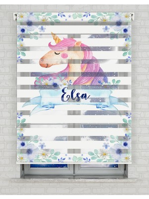 BRIGHTCOVER Unicorn At Baskılı Zebra Perde - Gece Gündüz - Kız Çocuk Odası Perdesi, Bebek Odası Perdesi | Kokusuz Mürekkeple Basılmış  Zebra Perdeler ile Sende Tarzını Yansıt! | 1 Dakikada Pratik Montaj