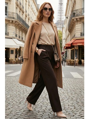 Lela Regular Fit Yüksek Bel Düz Paça Pantolon Bayan Pantolon 6923873