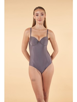 Estiva Destekli Ince Askılı Toparlayıcı Mayo - Gri