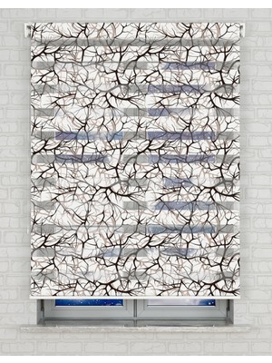 BRIGHTCOVER Ağaç Dalları Baskılı Zebra Perde - Gece Gündüz Kullanıma Uygundur - Salon Perdesi | Kokusuz Mürekkeple Basılmış  Zebra Perdeler ile Sende Tarzını Yansıt! | 1 Dakikada Pratik Montaj