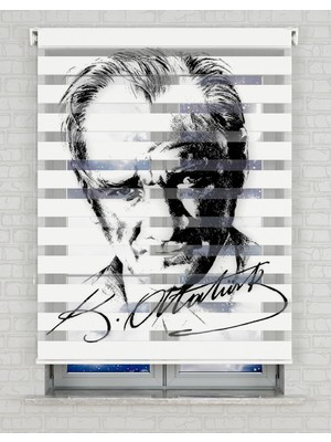 BRIGHTCOVER Mustafa Kemal Atatürk Baskılı Zebra Perde - Gece Gündüz - Genç Odası Perdesi, Salon Perdesi | Kokusuz Mürekkeple Basılmış  Zebra Perdeler ile Sende Tarzını Yansıt! | 1 Dakikada Pratik Montaj