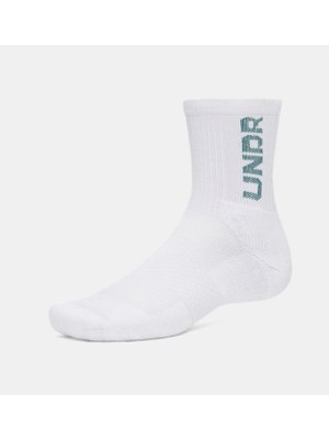 Under Armour Unisex Mid-Crew Çorap 3’lü Paket 1373084-106 Dayanıklı Kumaş Koku Giderme Özelliği XL Beden