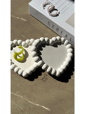 CasadiDuck Baloncuklu Kalp Şeklinde Taş Tozu Dekoratif Takı Tabağı 4’lü