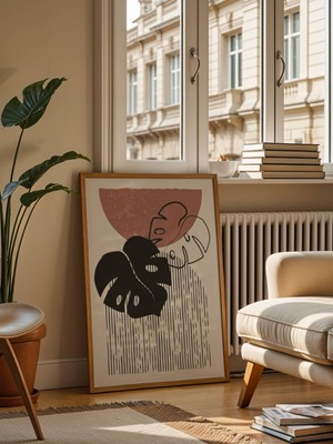 Fuart.Co Boho Monstera Yağmuru Bohem Serisi Duvar Posteri Dijital Baskı (Çerçevesiz) Hbfu