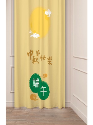 Greendecor Mutlu Dragon Festival Renkli Anime Asya Çin Kore Japon Desenli Dijital Baskılı (Tek Kanat) Fon Perde