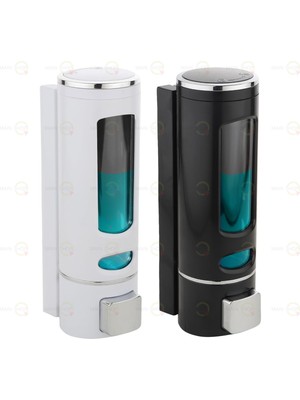 MAİN SHOP Beyaz + Siyah 2 Adet Banyo Mutfak Lavabo Sabunluk Manuel Şampuan Sıvı Tutucu 400 ml M-52