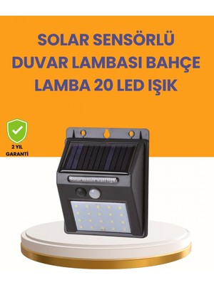 Narnuga 20 LED Güneş Enerjili Hareket Sensörlü Dış Mekan Duvar Lambası