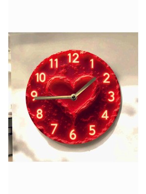 AA Shop Kalp Sevgili Renkli Baskı Desenli Sayılı Hediyelik Ahşap Sessiz Tablo Duvar Saati 602