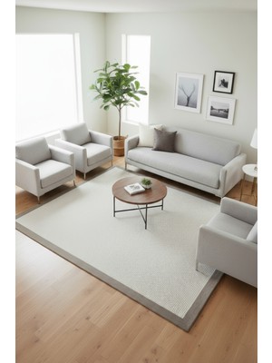 Halı Sepeti Bombay 664 Krem - Bej Hav Toz Vermez Kolay Temizlenen Hasır Doku Sisal Halı