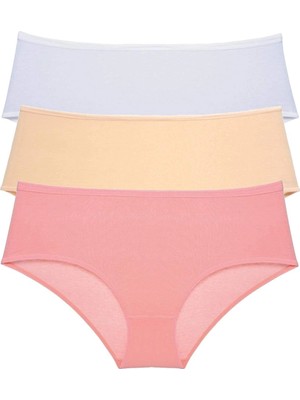 Çamaşır Kenti 3 Adet Kadın Yüksek Bel Bato Külot Beyaz Ten Pudra