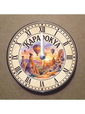 Bsb Kapadokya Temalı Magnet Saat Buzdolabı Süsü Duvar Saati 10,5cm MS2023