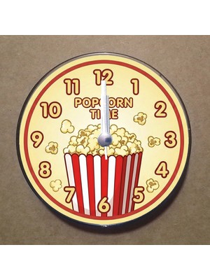 Bsb Popcorn Temalı Magnet Saat Buzdolabı Süsü Duvar Saati 10,5cm MS9011