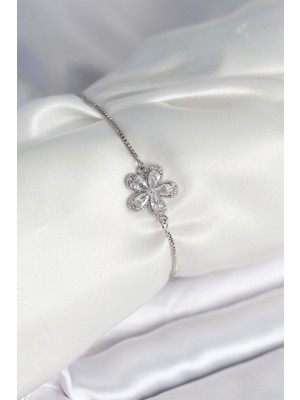 Inure Jewelry Çiçek Model Asansörlü Gümüş Renk Kadın Bileklik