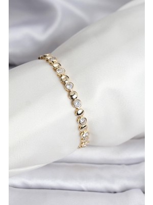 Inure Jewelry 14K Gold Renk Kaplama Zirkon Taşlı cm Kadın Bileklik