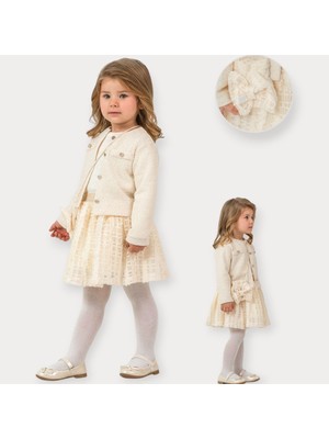 Kız Çocuk Simli Dantelli Etekli Bayramlık Takım 2-5 Yaş