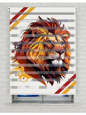 BRIGHTCOVER Renkli Aslan Baskılı Zebra Perde - Gece Gündüz - Erkek Çocuk Odası Perdesi | Kokusuz Mürekkeple Basılmış  Zebra Perdeler ile Sende Tarzını Yansıt! | 1 Dakikada Pratik Montaj