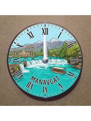 Bsb Manavgat Temalı Magnet Saat Buzdolabı Süsü Duvar Saati 10,5cm MS2034