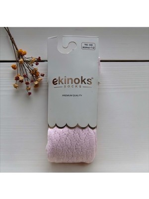 Ekinoks Desenli Dikişsiz Koton Kız Çocuk Külotlu Çorap - RYZEÇ008 - Pembe - 1 - 2  Yaş Pembe