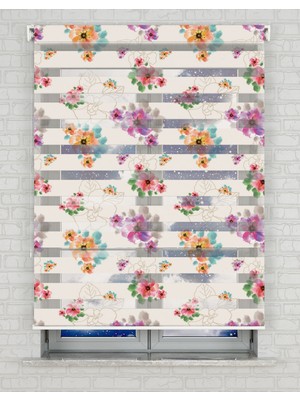 BRIGHTCOVER Renkli Çiçekler Baskılı Zebra Perde - Gece Gündüz Kullanıma Uygundur - Salon Perdesi | Kokusuz Mürekkeple Basılmış  Zebra Perdeler ile Sende Tarzını Yansıt! | 1 Dakikada Pratik Montaj