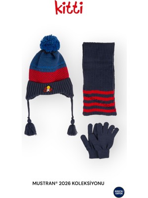 Mustran 4–8 Yaş Kız Erkek Çocuk Bere Atkı Eldiven 3’lü Kışlık Set | Polar Içli Triko | Yeni Sezon 2026