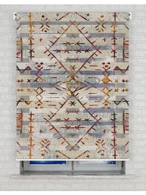 BRIGHTCOVER Etnic Figürler Baskılı Zebra Perde - Gece Gündüz - Salon Perdesi, Mutfak Perdesi, Yatak Odası Perde | Kokusuz Mürekkeple Basılmış  Zebra Perdeler ile Sende Tarzını Yansıt! | 1 Dakikada Pratik Montaj