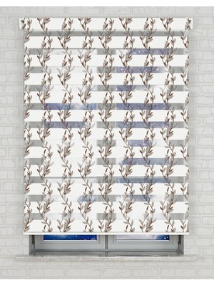 BRIGHTCOVER Çiçek ve Dallar Baskılı Zebra Perde - Gece Gündüz Kullanıma Uygundur - Mutfak Perdesi | Kokusuz Mürekkeple Basılmış  Zebra Perdeler ile Sende Tarzını Yansıt! | 1 Dakikada Pratik Montaj