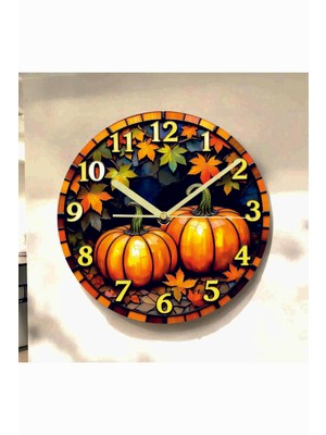 AA Shop Renkli Baskı Desenli Sayılı Hediyelik Ahşap Sessiz Tablo Duvar Saati 647