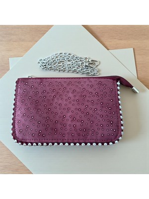 Gözde Mağazacılık Zincir Askılı Taş Detaylı Siyah Bölmeli Kadın El Omuz Çantası