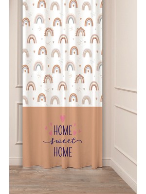 Greendecor Gökkuşağı Bohem Sweet Home Özel Tasarım Desenli Dijital Baskılı (Tek Kanat) Çocuk Oda Şık Fon Perde