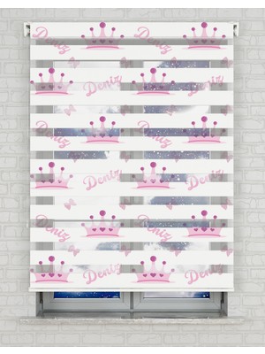 BRIGHTCOVER Isme Özel Kız Bebek Baskılı Zebra Perde - Gece Gündüz - Kız Çocuk Odası Perdesi | Kokusuz Mürekkeple Basılmış  Zebra Perdeler ile Sende Tarzını Yansıt! | 1 Dakikada Pratik Montaj