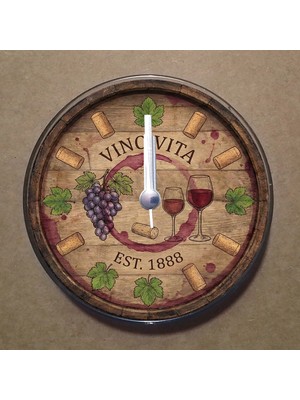 Bsb Şarap Temalı Magnet Saat Buzdolabı Süsü Duvar Saati 10,5cm MS9003
