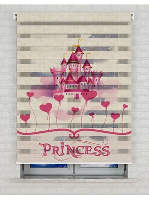 BRIGHTCOVER Prensesin Şatosu Baskılı Zebra Perde - Gece Gündüz - Kız Çocuk Odası Perdesi | Kokusuz Mürekkeple Basılmış  Zebra Perdeler ile Sende Tarzını Yansıt! | 1 Dakikada Pratik Montaj