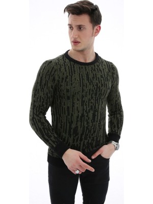 buğrahayalin Çizgi Desenli Kalın Kışlık Erkek Günlük Triko Kazak