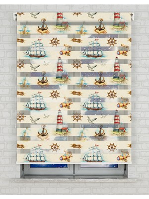 BRIGHTCOVER Denizci Baskılı Zebra Perde - Gece Gündüz Kullanıma Uygundur - Bebek Odası Perdesi | Kokusuz Mürekkeple Basılmış  Zebra Perdeler ile Sende Tarzını Yansıt! | 1 Dakikada Pratik Montaj