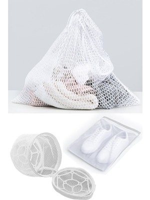 Noip 3lü Yıkama File Seti - Ayakkabı Filesi-Plastik Aparatlı Sütyen Yıkama- Çamaşır Yıkama Filesi (944)