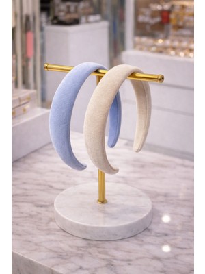 Store Kadife Dolgulu Saç Tacı - Bebe Mavisi & Bej