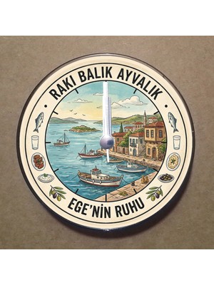 Bsb Ayvalık Temalı Magnet Saat Buzdolabı Süsü Duvar Saati 10,5cm MS2010