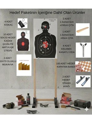 KMA Tekstil Kağıt Atış Hedefi Standı Paketi Hedef Kağıdı – Her Şey Dahil Set Atıcılık Okçuluk Hedef Tahtası