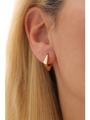 Yavuz Kuyumculuk 14 Ayar Altın Asimetrik Minimal Küpe