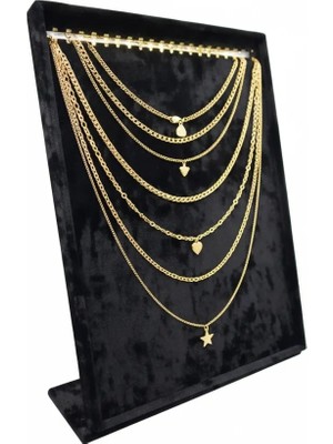 Megass Dekor Süet Kumaş Tırnaklı Siyah Renk 34/24 cm Ayaklı Tesbih Takı Standi