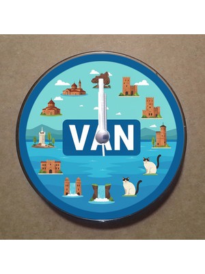 Bsb Van Temalı Magnet Saat Buzdolabı Süsü Duvar Saati 10,5cm MS1078