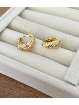 Atelier Gizem Xuping Kararmaz 14K Gold Çelik Halka Küpe