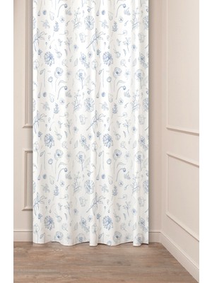 Greendecor Çiçek Yaprak Bohem Sade Soft Pastel Desenli Özel Tasarım Dijital Baskılı (Tek Kanat) Şık Fon Perde