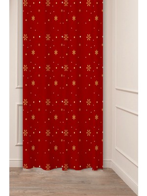 Greendecor Yılbaşı Çam Ağacı Noel Ağacı Kar Yeni Yıl Christmas Desenli Özel Tasarımlı Dijital Baskılı Fon Perde