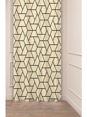 Greendecor Çiçekler Yaprak Çizgili Bohem Desenli Özel Tasarım Dijital Baskılı (Tek Kanat) Modern Şık Fon Perde