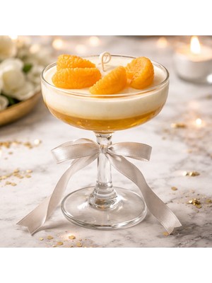 Hero Glow Candle Ayaklı Cam Mandalin Tatlı Görünümlü Mum